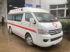 博野县医院采购一台福田负压救护车发车，百公里油耗12L