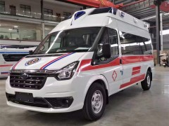 福特V348医院救护车贴膜完成，发往广东茂名医院进行交车